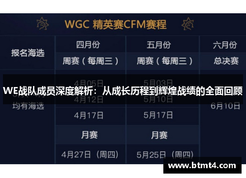 WE战队成员深度解析：从成长历程到辉煌战绩的全面回顾